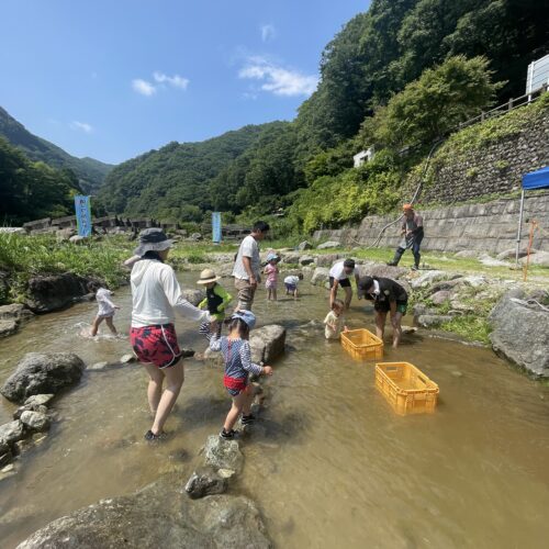 魚のつかみどり in川治